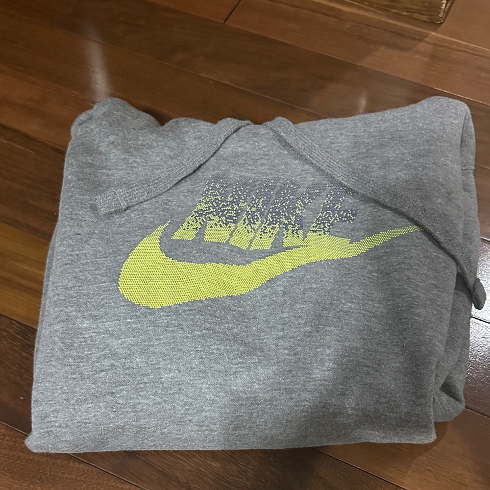 Nike Heather Gray Hoodie with Neon Yellow Swoosh